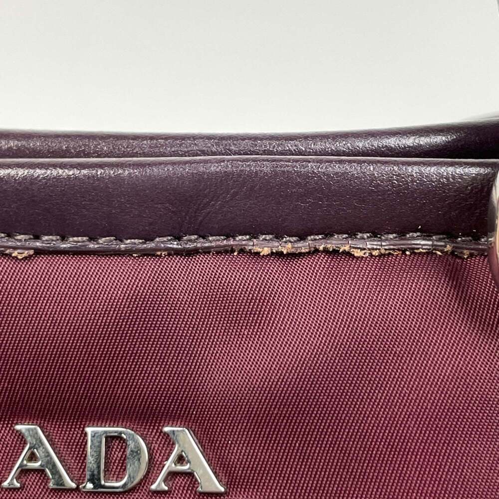 Prada Logo Handbag Tote Bag Nylon Bordeaux BN1841 Women's - Picture 4 of 8